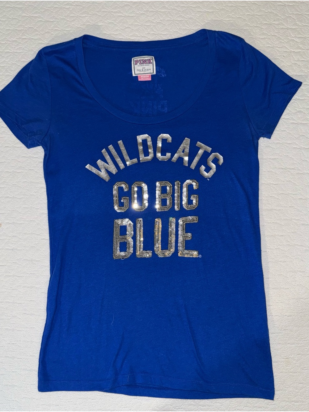 PINK Victoria's Secret Royal Blue 'Wildcats Go Big Blue' Short Sleeve Tee